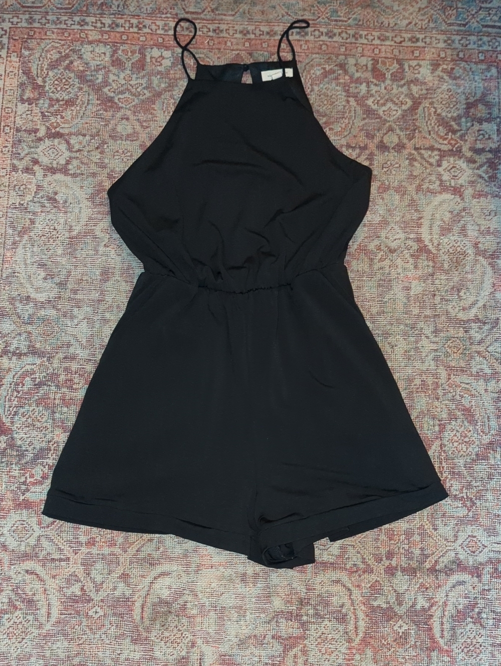 silence + noise Black Sleeveless Romper with Halter Neck